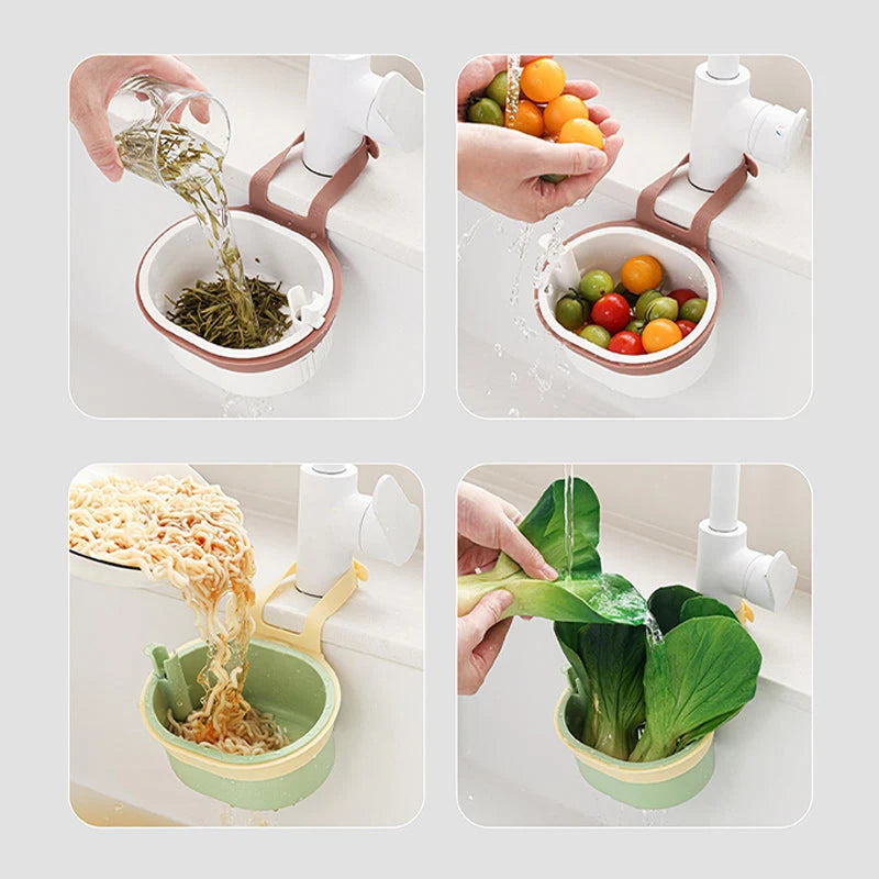 Hanging Sink Strainer Basket | Fine Stainless Steel Mesh & Lock-Release | Fits Most Faucets