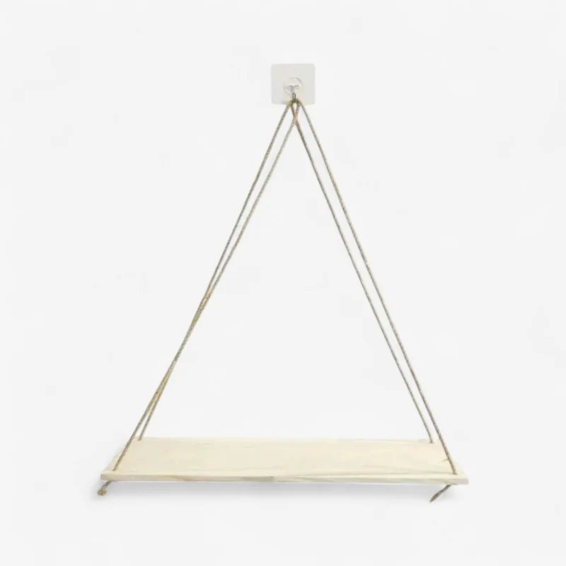 Hanging Wall Shelf | Rope-Supported & Solid Wood