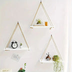 Hanging Wall Shelf | Rope-Supported & Solid Wood
