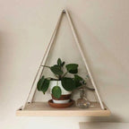 Hanging Wall Shelf | Rope-Supported & Solid Wood