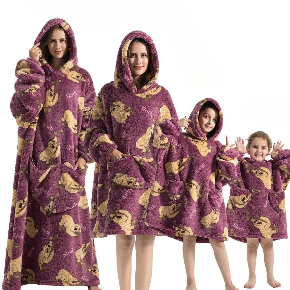 Hooded Blanket | Oversized Fleece & Flannel | Pumpkin Design