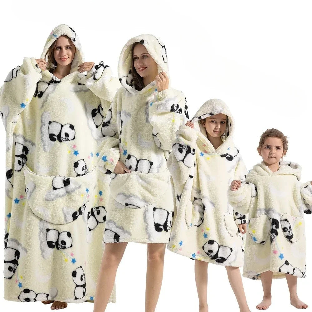 Hooded Blanket | Oversized Fleece & Flannel | Pumpkin Design