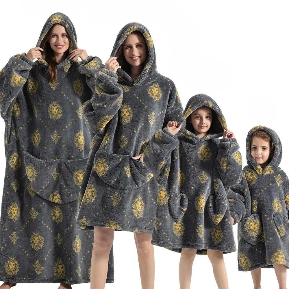 Hooded Blanket | Oversized Fleece & Flannel | Pumpkin Design