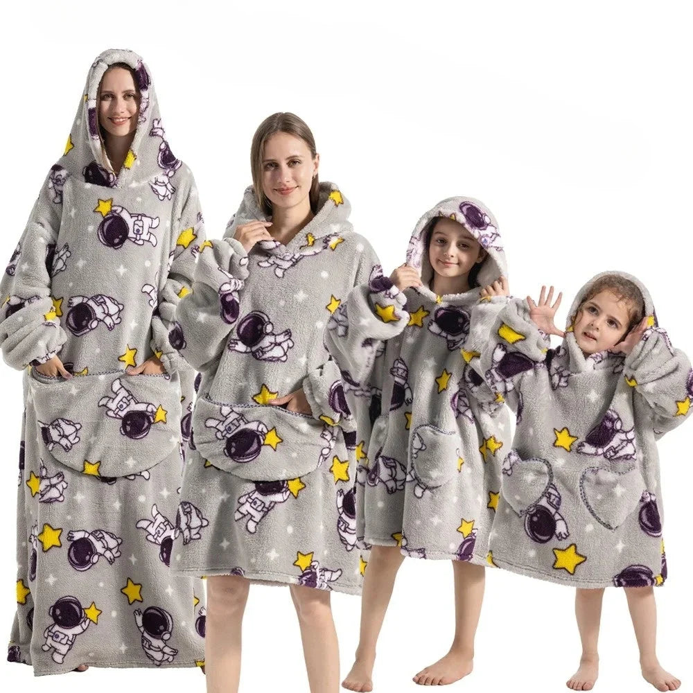 Hooded Blanket | Oversized Fleece & Flannel | Pumpkin Design