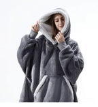 Hoodie Blanket | Fleece-Wool Blend & Large Hood | One Size Fits Most