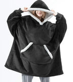 Hoodie Blanket | Fleece-Wool Blend & Large Hood | One Size Fits Most