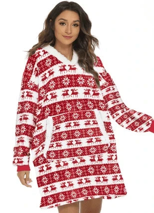 Hoodie Blanket | Fleece-Wool Blend & Large Hood | One Size Fits Most
