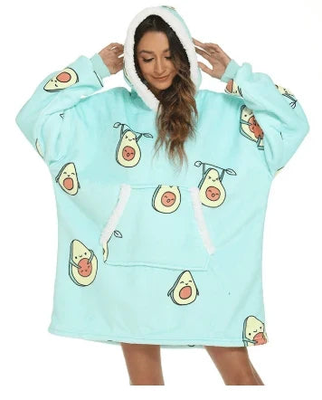 Hoodie Blanket | Fleece-Wool Blend & Large Hood | One Size Fits Most