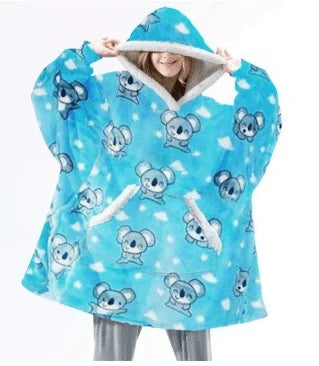 Hoodie Blanket | Fleece-Wool Blend & Large Hood | One Size Fits Most