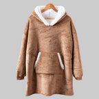 Hoodie Blanket | Fleece-Wool Blend & Large Hood | One Size Fits Most