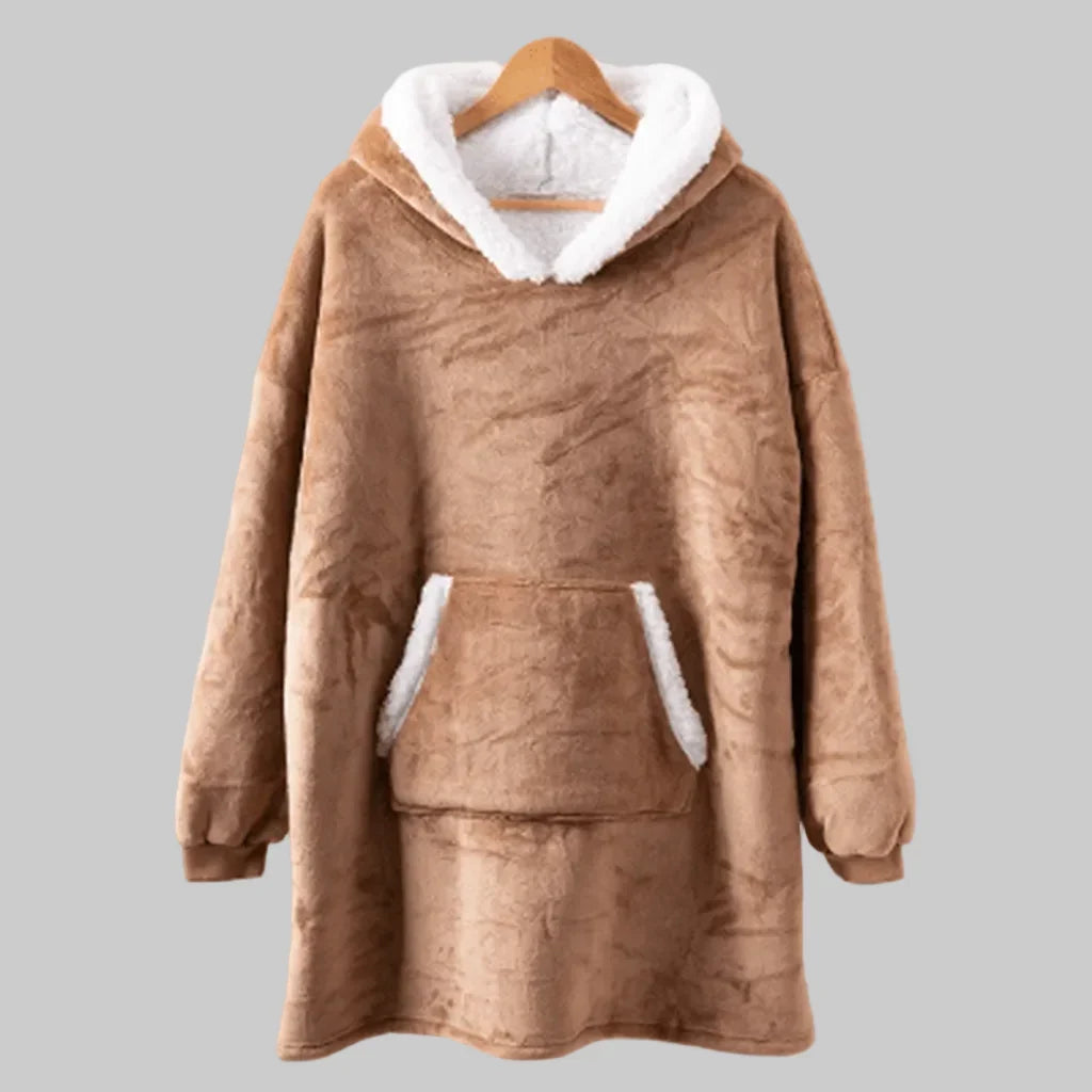 Hoodie Blanket | Fleece-Wool Blend & Large Hood | One Size Fits Most