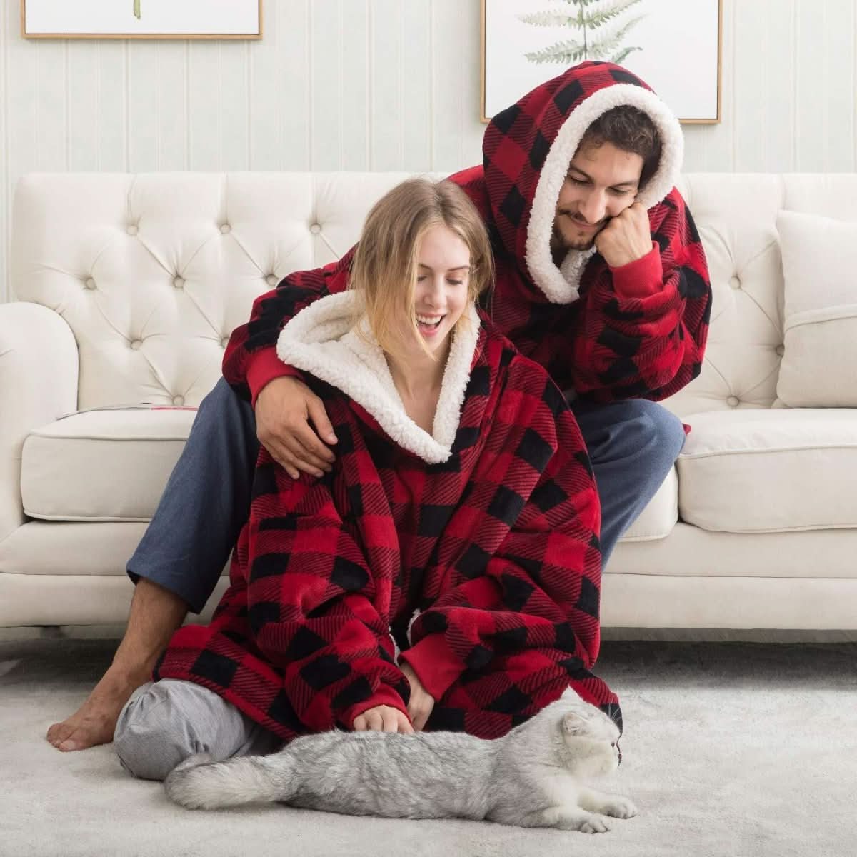 Hoodie Blanket | Fleece-Wool Blend & Large Hood | One Size Fits Most