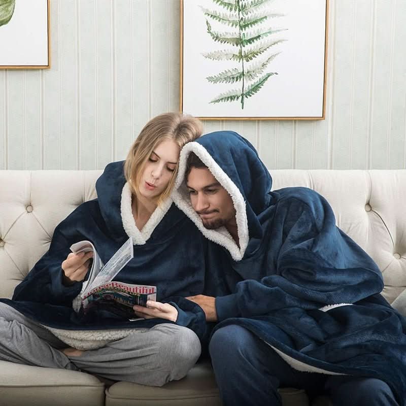 Hoodie Blanket | Fleece-Wool Blend & Large Hood | One Size Fits Most
