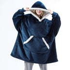 Hoodie Blanket | Fleece-Wool Blend & Large Hood | One Size Fits Most