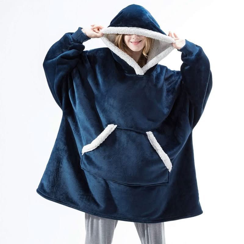 Hoodie Blanket | Fleece-Wool Blend & Large Hood | One Size Fits Most