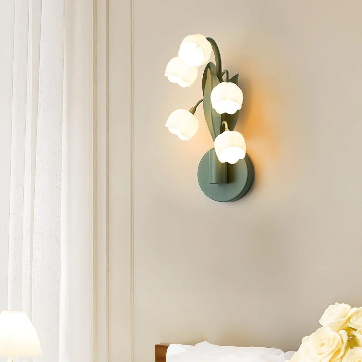 Indoor Wall Lamp | Orchid Botanical Design & Metal Construction | Hardwired