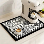 Kitchen Drying Mat | Super-Absorbent, Quick-Drying & Non-Slip | Retro Tile Pattern