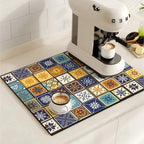 Kitchen Drying Mat | Super-Absorbent, Quick-Drying & Non-Slip | Retro Tile Pattern