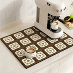 Kitchen Drying Mat | Super-Absorbent, Quick-Drying & Non-Slip | Retro Tile Pattern