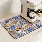 Kitchen Drying Mat | Super-Absorbent, Quick-Drying & Non-Slip | Retro Tile Pattern