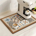 Kitchen Drying Mat | Super-Absorbent, Quick-Drying & Non-Slip | Retro Tile Pattern