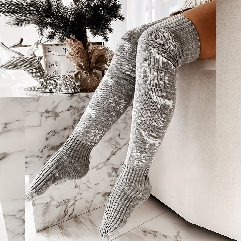 Knee-High Socks | 100% Cotton Festive Knit & Lace Trim