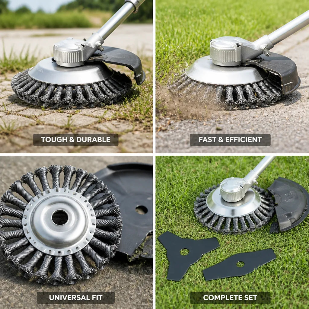 Lawn Trimmer Head with Braided Metal Wire