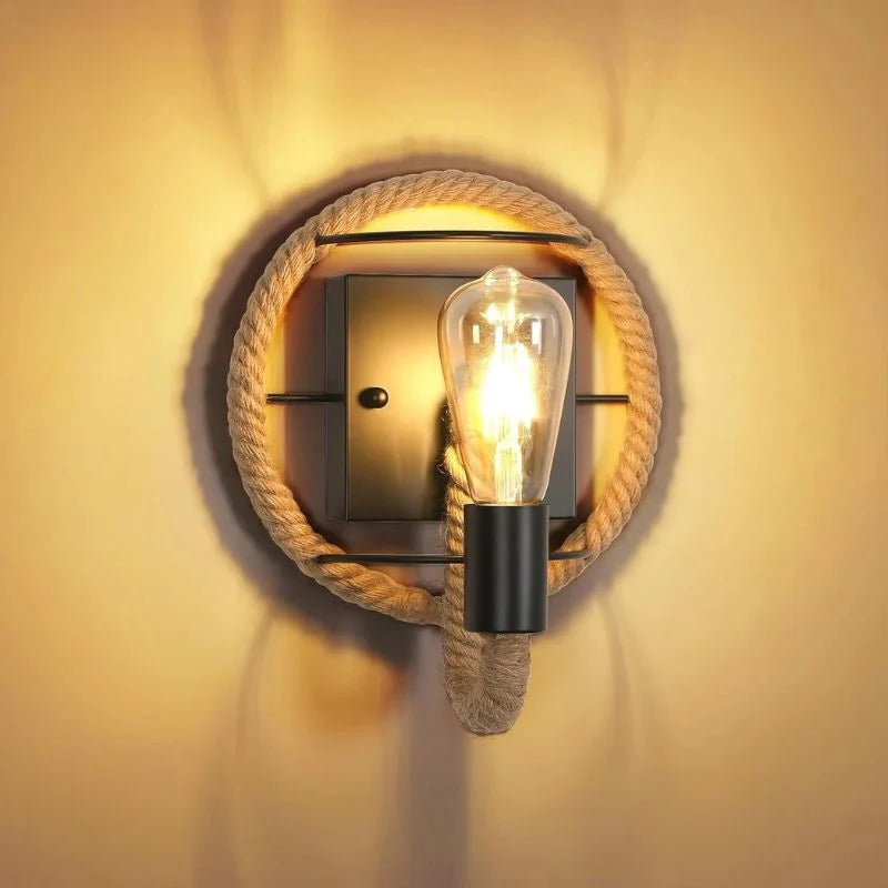 LED Wall Lamp | Rope-Inspired Metal | Black