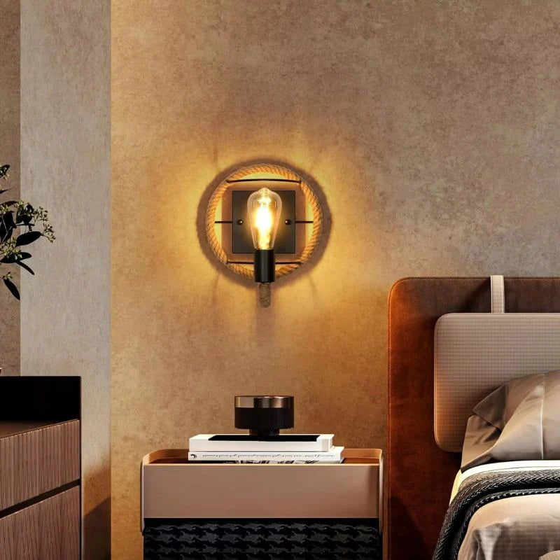 LED Wall Lamp | Rope-Inspired Metal | Black