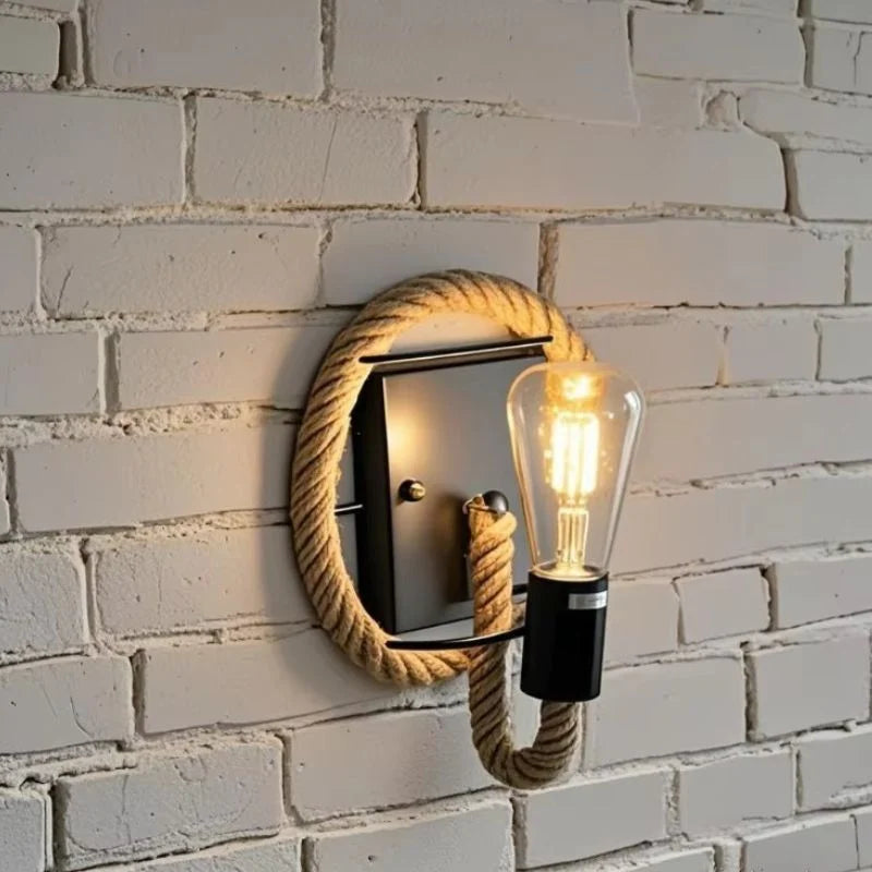 LED Wall Lamp | Rope-Inspired Metal | Black