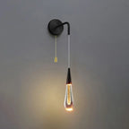 LED Wall Sconce | Teardrop Glass & Metal | For Bedroom & Hallway