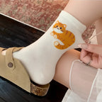 Mid-Calf Socks | Soft & Breathable Playful Cat Motif | Unisex EU 35–40