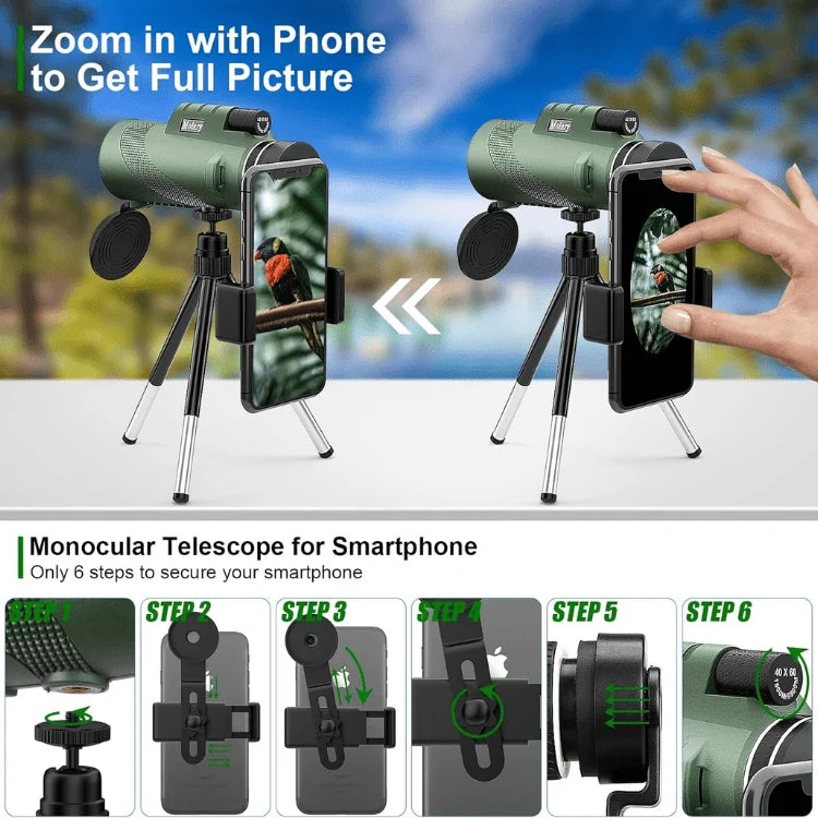 Monocular Telescope | Ultra-Zoom & Multi-Coated HD Glass | Travel Size