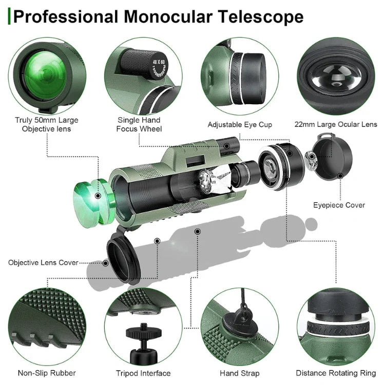 Monocular Telescope | Ultra-Zoom & Multi-Coated HD Glass | Travel Size