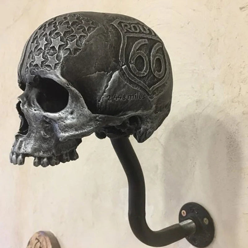 Motorcycle Helmet Holder | Skull Design & Resin | Universal Fit
