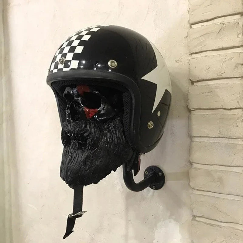 Motorcycle Helmet Holder | Skull Design & Resin | Universal Fit
