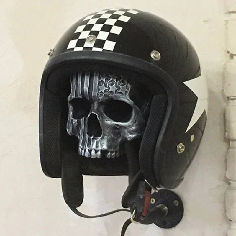 Motorcycle Helmet Holder | Skull Design & Resin | Universal Fit