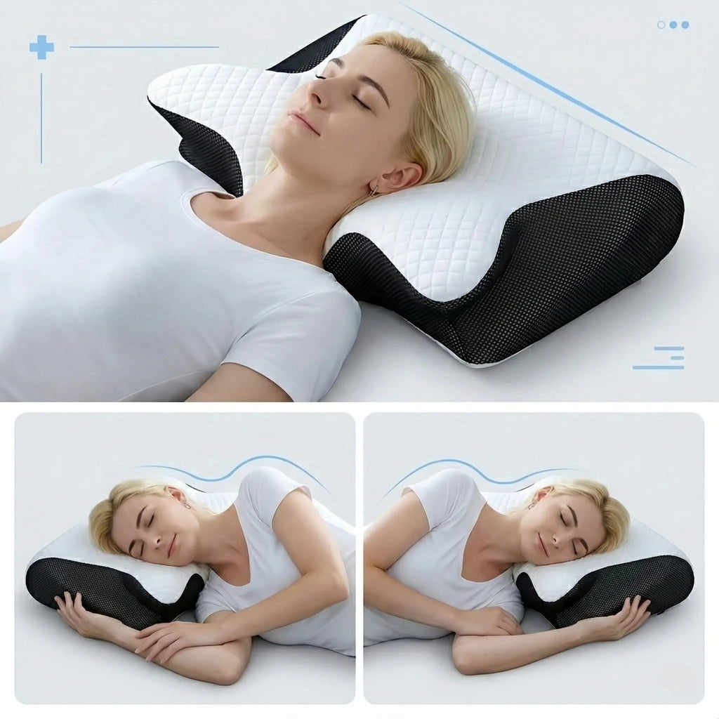 Neck Pillow | Orthopedic Butterfly Memory Foam & 3D Mesh | 60 x 35 x 12 cm
