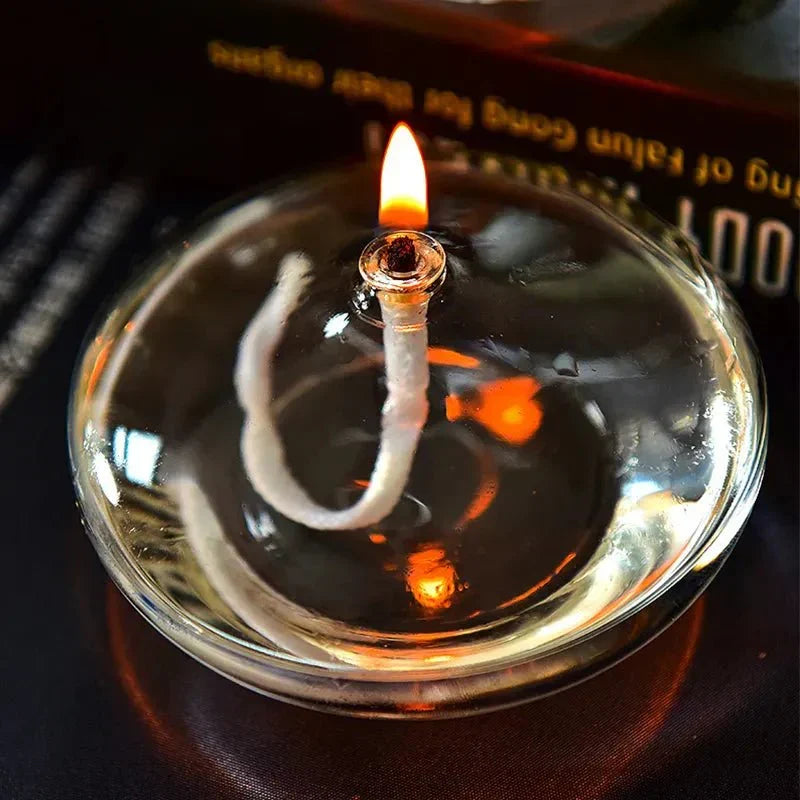 Oil Lamp | Transparent Glass & Wick Included | Small & Large