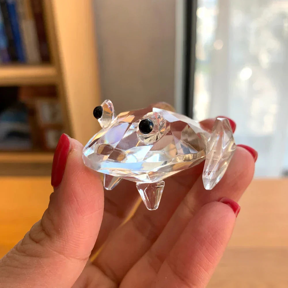 Paperweight | Crystal Frog Figurine & Desk Decor