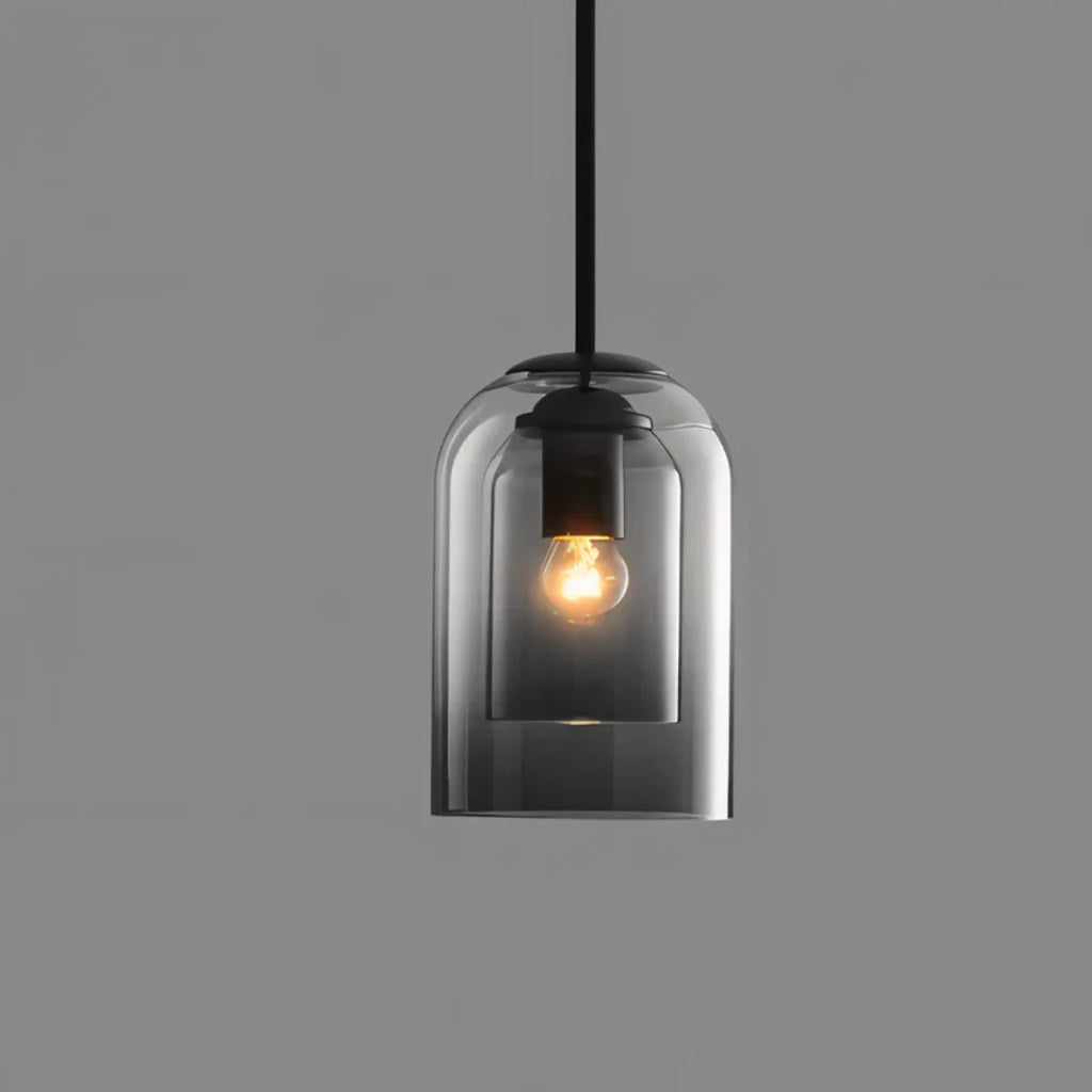 Pendant Lamp | Double Glass Shade, Amber & Smoke Glass | E27 Socket