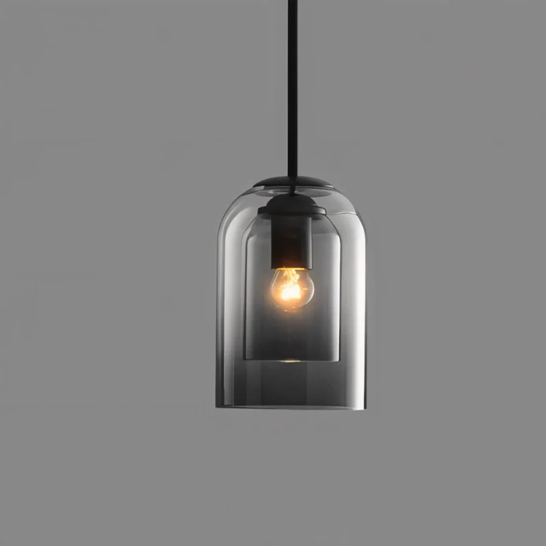 Pendant Lamp | Double Glass Shade, Amber & Smoke Glass | E27 Socket