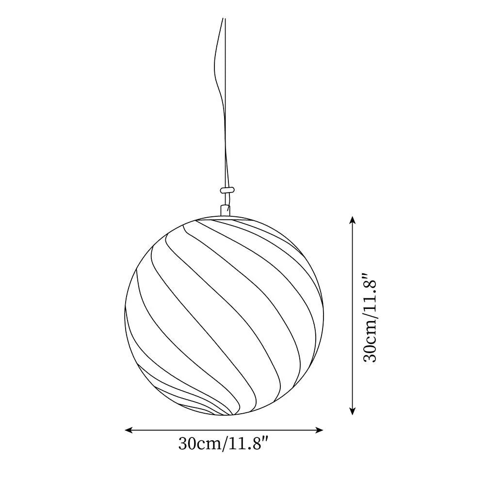 Pendant Lamp | Green Swirl Glass Globe | 30 cm