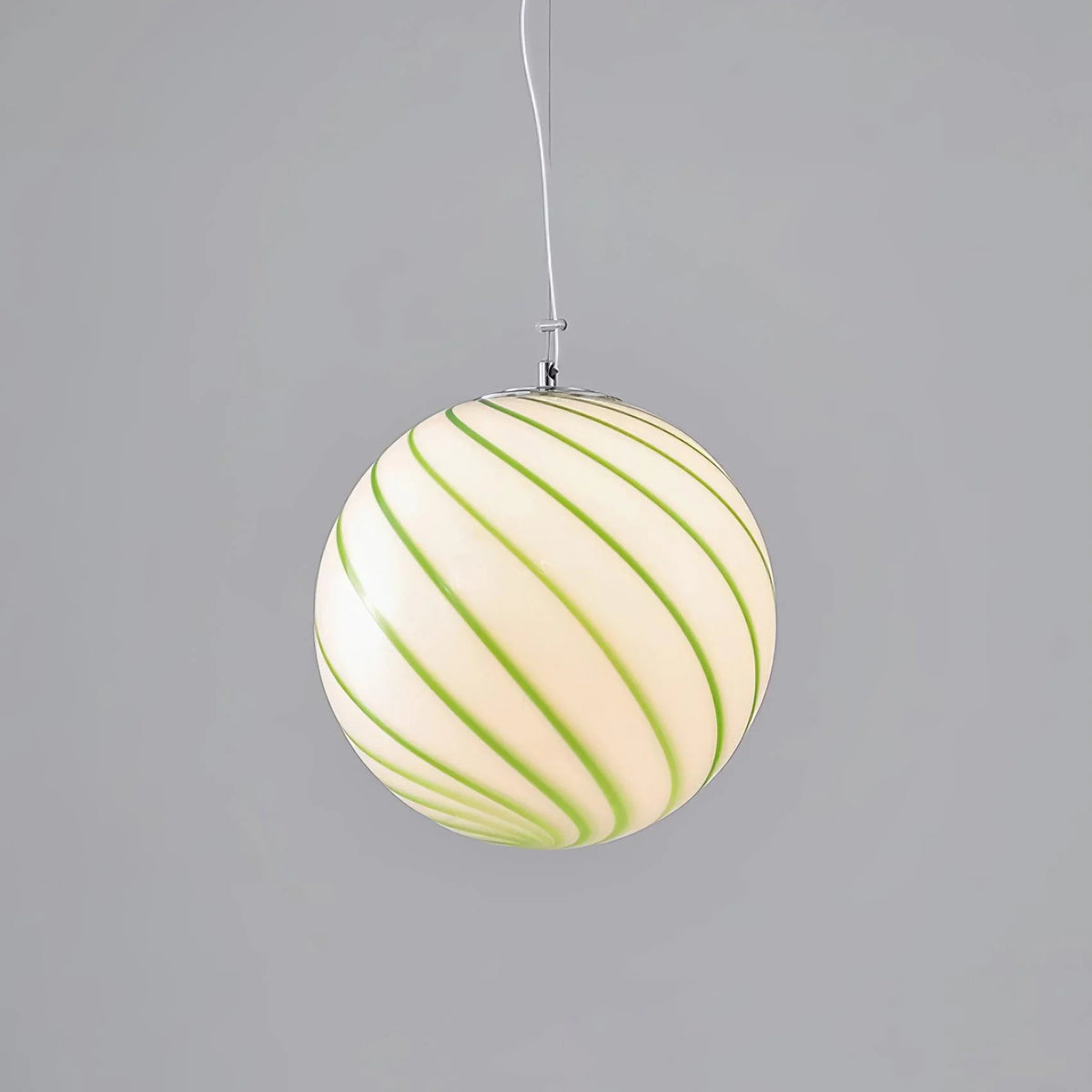 Pendant Lamp | Green Swirl Glass Globe | 30 cm