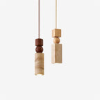 Pendant Lamp | Wood & Travertine Nordic Minimalist | 28 cm Height