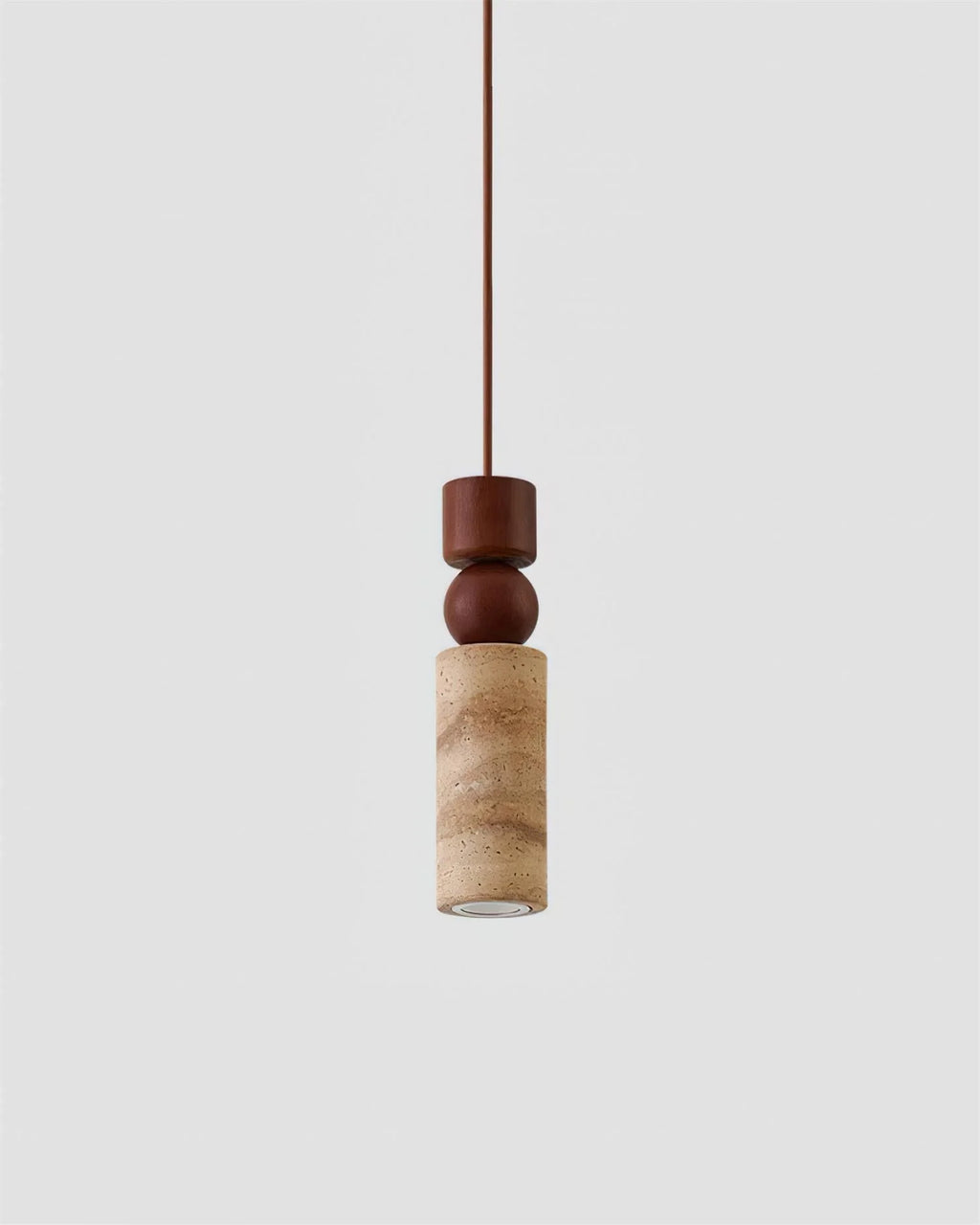 Pendant Lamp | Wood & Travertine Nordic Minimalist | 28 cm Height