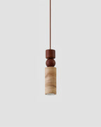 Pendant Lamp | Wood & Travertine Nordic Minimalist | 28 cm Height