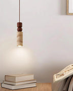 Pendant Lamp | Wood & Travertine Nordic Minimalist | 28 cm Height