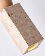 Pendant Lamp | Wood & Travertine Nordic Minimalist | 28 cm Height