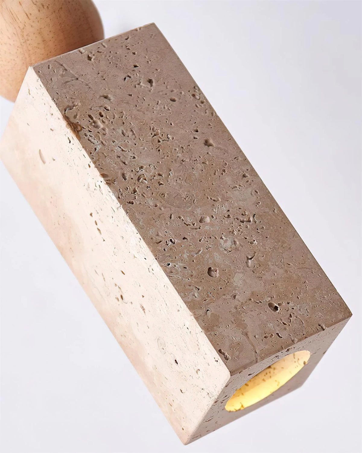 Pendant Lamp | Wood & Travertine Nordic Minimalist | 28 cm Height